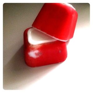 2-Pyrex Red Refrigerator Dish